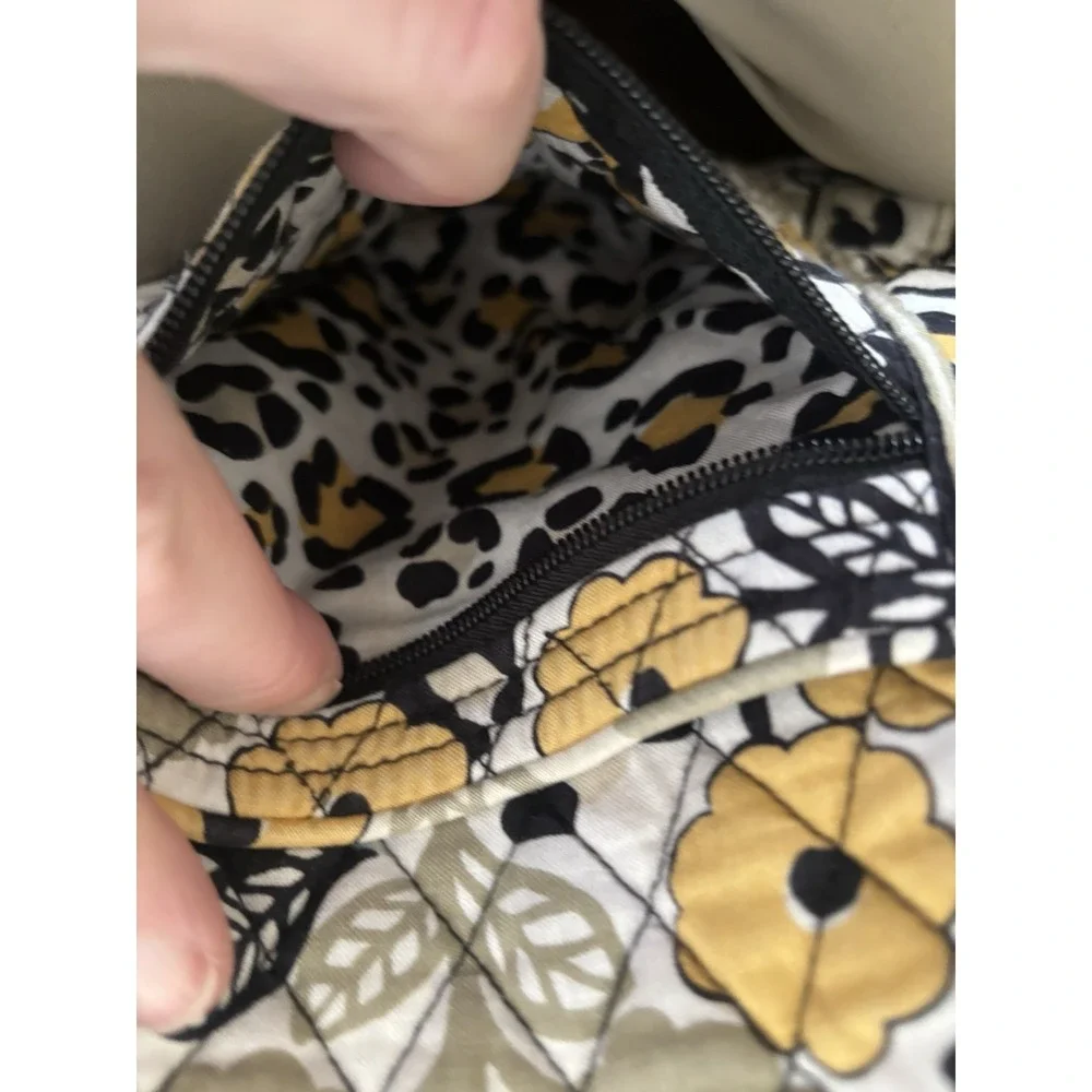 VERA BRADLEY Go Wild Yellow Black Hipster Crossbody Purse Cotton Quilted Bag